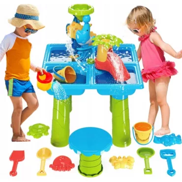 Водна масичка с аксесоари и столче Jolly за игра с вода и пясък на открито