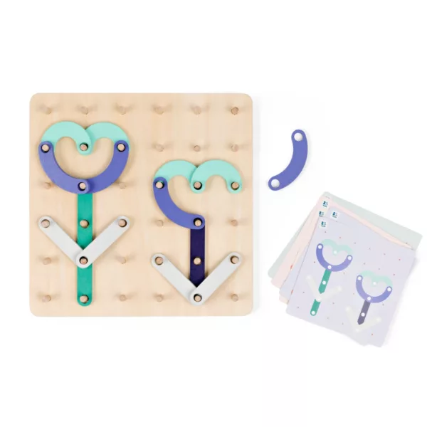 Дървен Геопланк STEM игра от BS Toys с цветни елементи