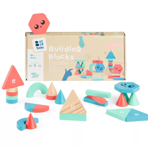 Дървен конструктор с форми и цветове BS Toys пастелно дърво 18+