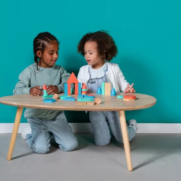 Дървен конструктор с форми и цветове BS Toys дървени елементи 18+