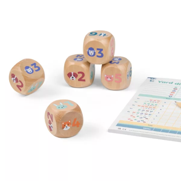 Дървена настолна игра с животни и зарове Yatzy Junior дърво 6+