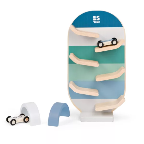Дървена писта за колички BS Toys спускаща се рампа за коли