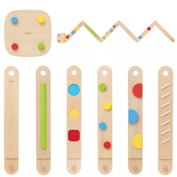Отделните елементи от дървена сензорна пътека за баланс – модулен комплект VIGA Toys