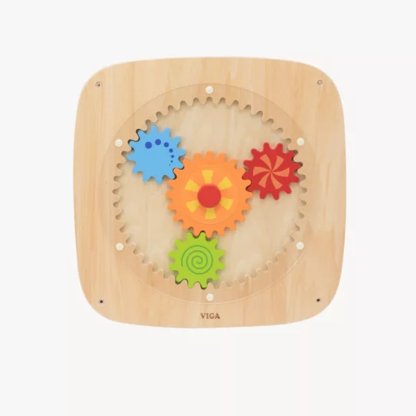 Дървено сензорно табло със зъбни колела в различни цветове – VIGA Toys