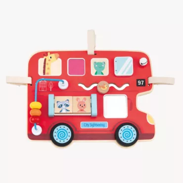 Цветна дървена активна дъска автобус Lelin с обучителни игри за деца