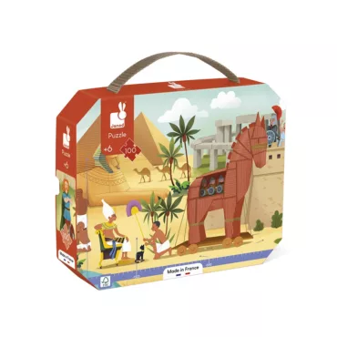 Детски пъзел митология и древни цивилизации Janod в кутия с дръжка и 100 части