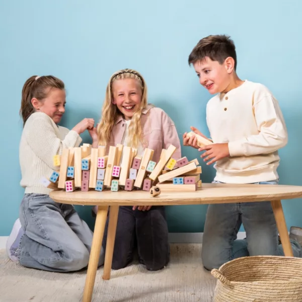 Гигантска дървена дженга с числа BS Toys цветни дървени блокове 5+