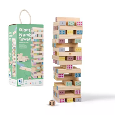 Гигантска дървена дженга с числа BS Toys кула от дърво 5+