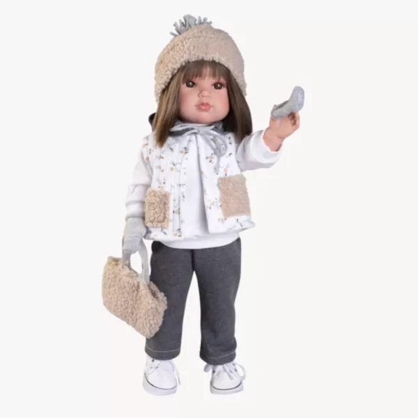 Кукла Белла с пухена шапка, зимни дрехи и чантичка – Antonio Juan 45 см