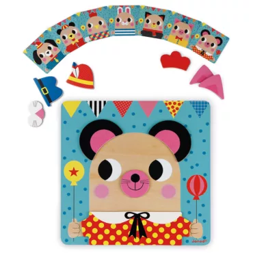 Магнитна игра Весели герои Janod с примерни карти и дървена основа за игра