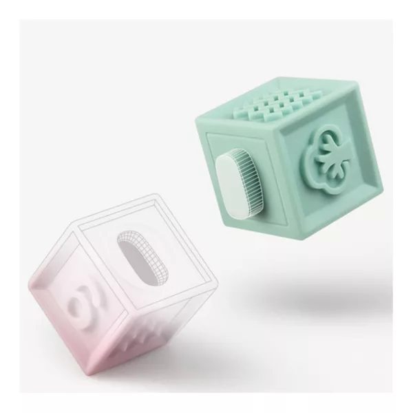Меко сензорно кубче с текстури и въртящ елемент за бебе – Jolly Toy