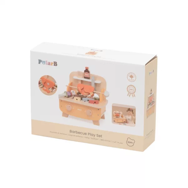Кутия на дървен барбекю комплект PolarB – игра за деца 18+ месеца