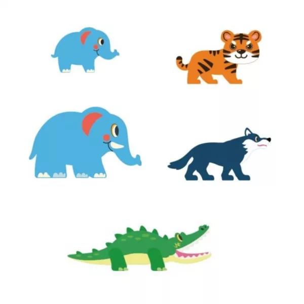 Животни от 3D магнитен конструктор Джунгла – слон, тигър, вълк и крокодил