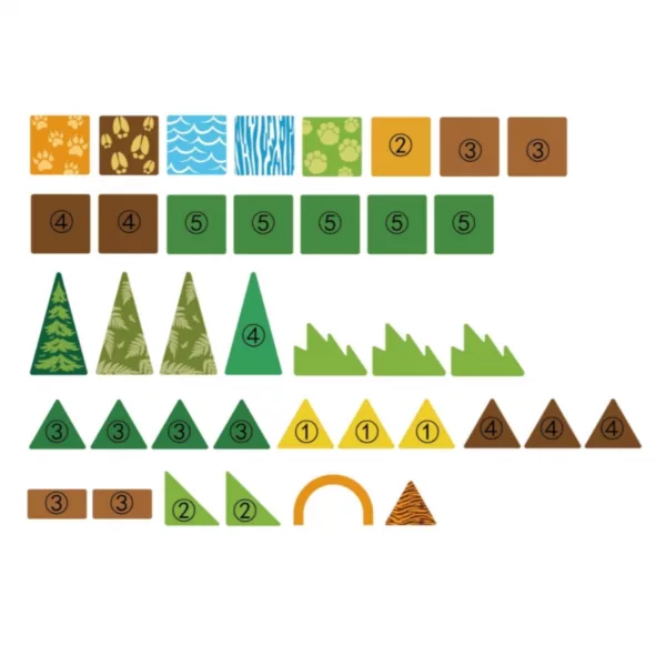 Елементи и плочки от 3D магнитен конструктор Джунгла с природни мотиви