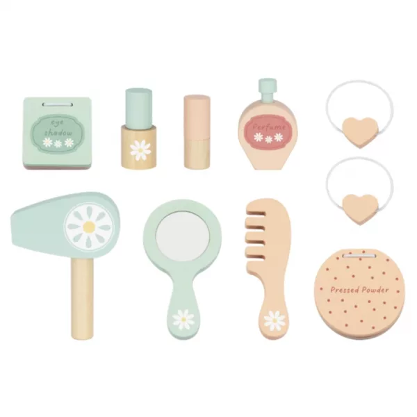 Комплект дървени аксесоари за детска тоалетка Пеперуда с гримове и четка