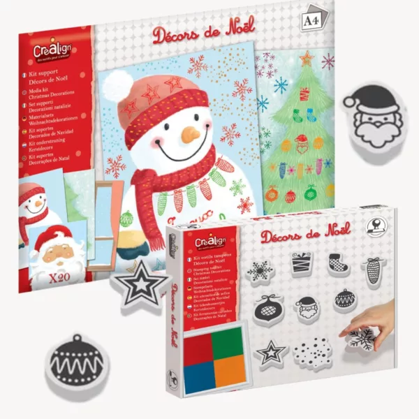 Коледни печати и листи за деца творчески комплект със снежен човек и украси