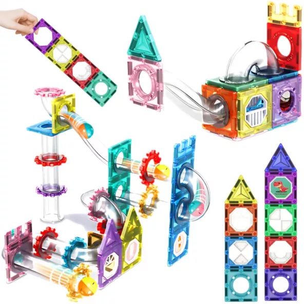 Магнитен 3D конструктор с топчета STEM писта с цветни модули 3+