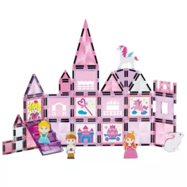 Магнитен конструктор приказен замък за принцеси Jolly Toy с фигурки и розови плочки