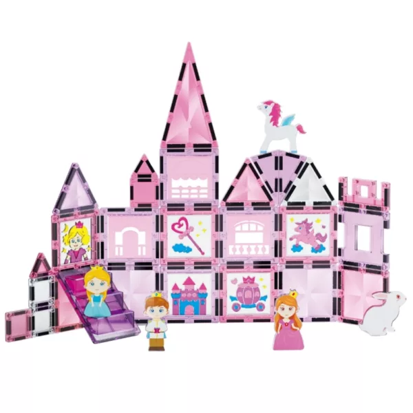 Магнитен конструктор приказен замък за принцеси Jolly Toy с фигурки и розови плочки