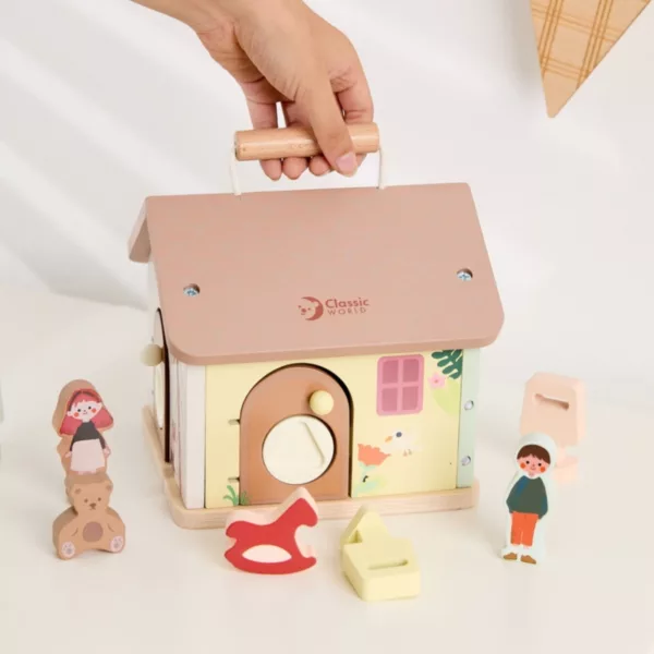 Преносима сензорна дървена къща Classic World с ключалки и дървена дръжка