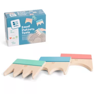 Дървен комплект за рисуване в пясък от BS Toys с три инструмента