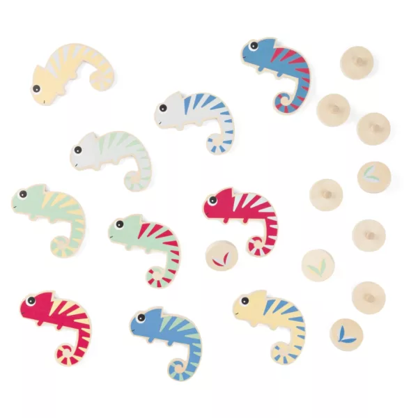 Дървена игра Хамелеон цветни фигурки и дървени жетони 4+