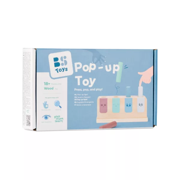 Дървена игра с изскачащи пръчици BS Toys цветна дървена игра 18+ месеца