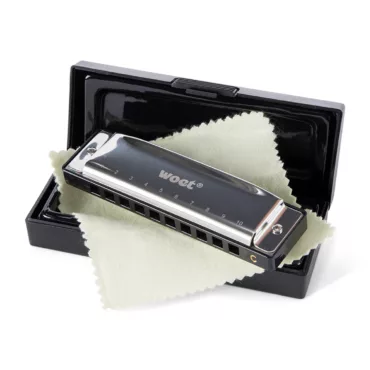 Детска хармоника с 10 дупки с кутия за съхранение и кърпичка