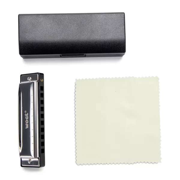 Детска хармоника с 10 дупки комплект с кутия и почистваща кърпа