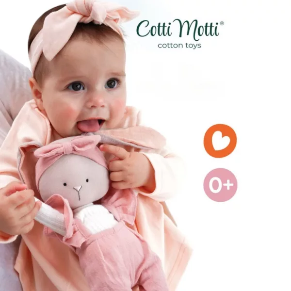 Меко бебешко зайче Луси Cotti Motti в розово за бебета 0+