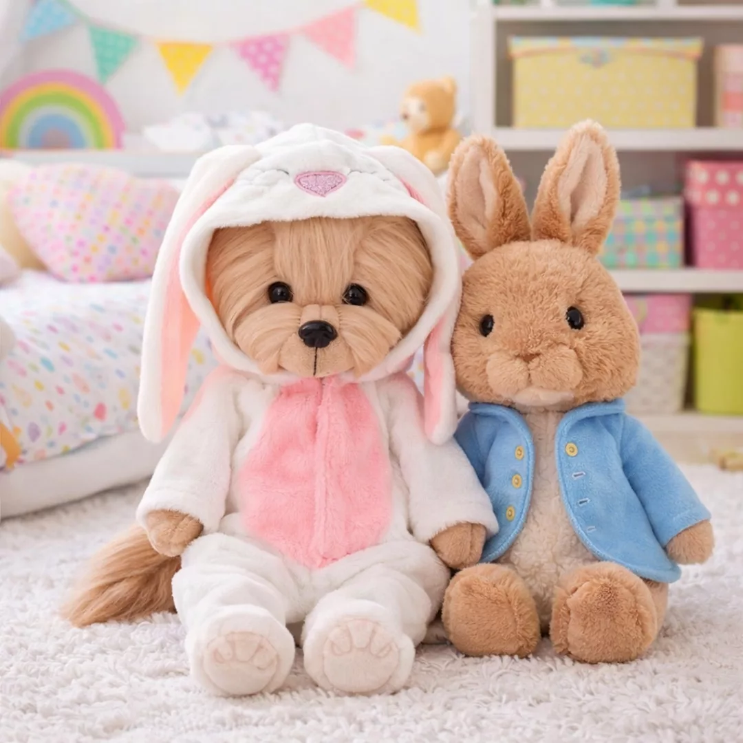 Плюшено кученце Йойо с костюмче на зайче Lucky Doggy, мек плюш, за деца 3+