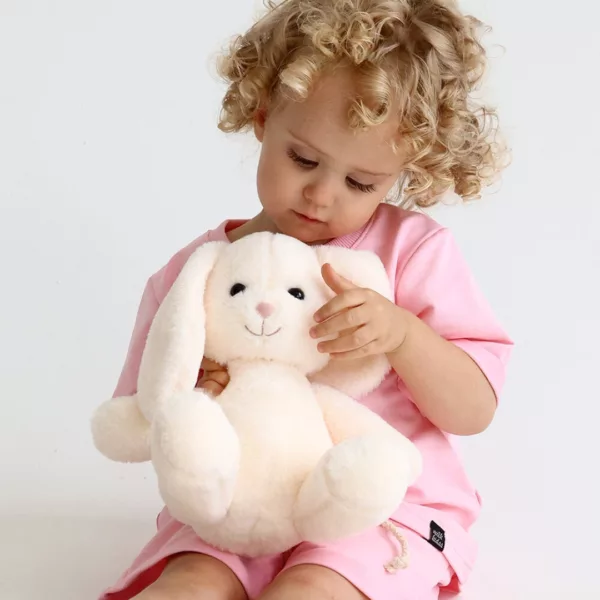 Супер меко плюшено зайче My Bunny в бял цвят за бебета 0+