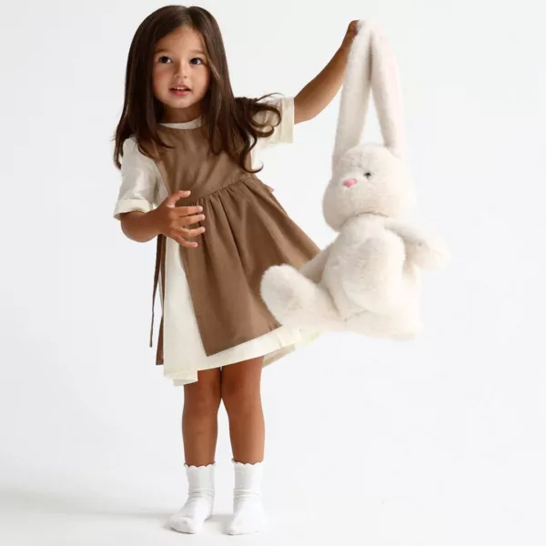 Плюшено зайче My Bunny 30 см в бял цвят от мек текстил 0+