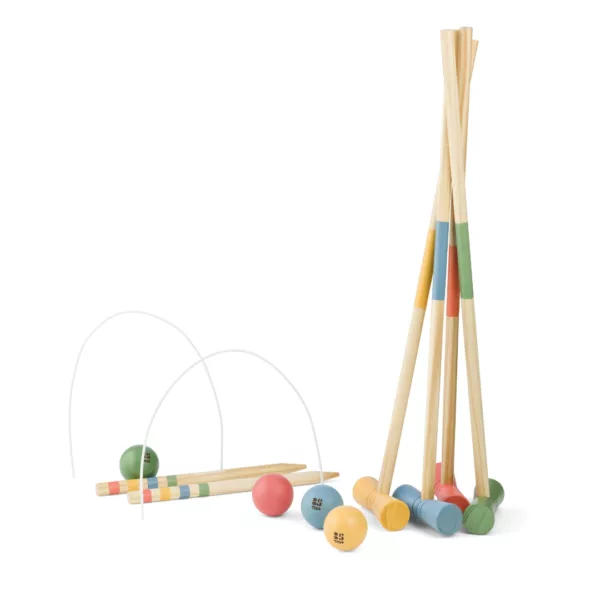 Дървен крокет комплект за деца с четири чукчета и цветни топки 3+