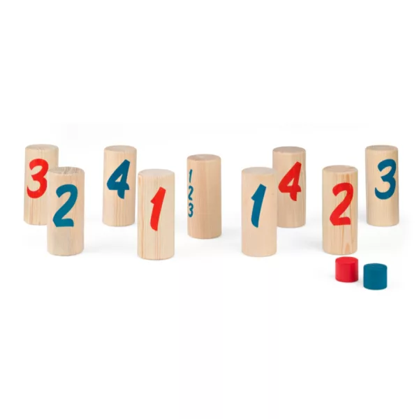 Дървена игра за точност с числа BS Toys дървени цилиндри с цифри 8+