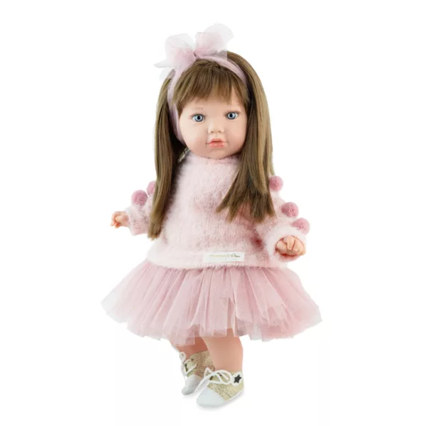 Кукла балерина Алина 45 см с розова рокля и дълга коса Marina and Pau