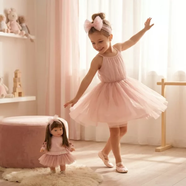 Кукла балерина Алина 45 см с розова рокля в танцова игра с дете Marina and Pau