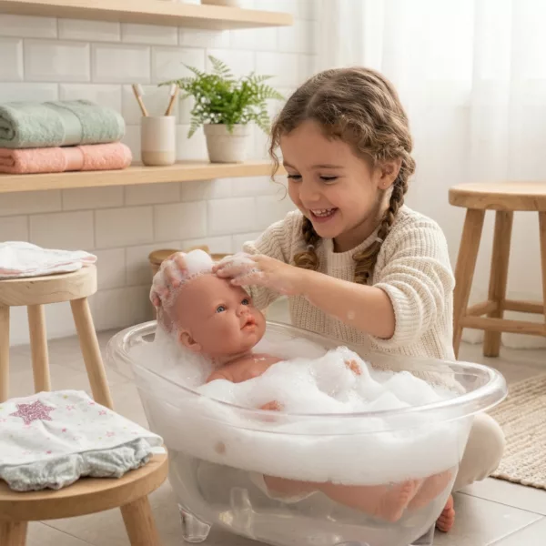 Кукла бебе Селена за къпане във вана винилова кукла 45 см за деца