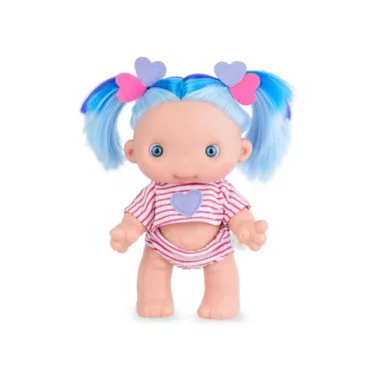 Детска кукла Piu Бела със синя коса и сърце винилова играчка 26 см