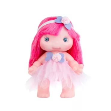 Детска кукла Piu Луна блестяща фея с розова коса винилова играчка 26 см
