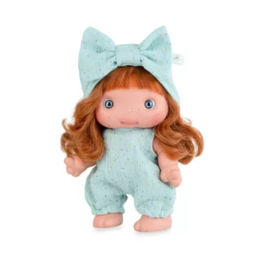 Детска кукла Piu Ная със зелено боди и панделка винил 26 см