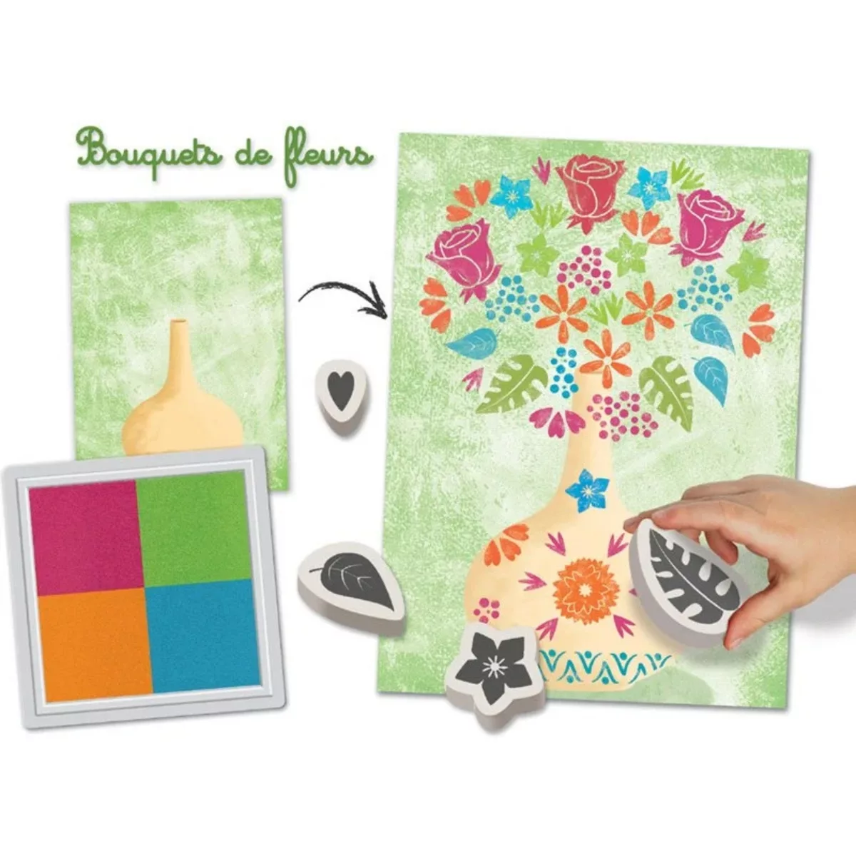 Детски комплект с печати Букет от цветя Crea Lign цветни мастила цветя 3+