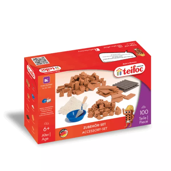 Допълващ комплект с тухли Teifoc 100 части керамични тухли и хоросан 6+