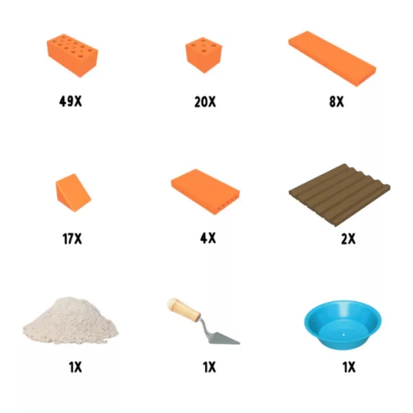 Допълващ комплект с тухли Teifoc 100 части керамични тухлички и покривни плочи 6+