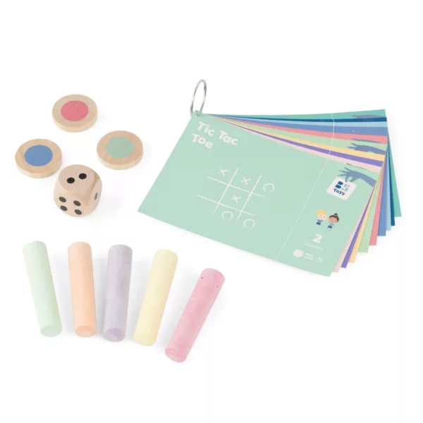 Комплект игри с тебешир за деца с пастелни тебешири, зарче и карти 3+