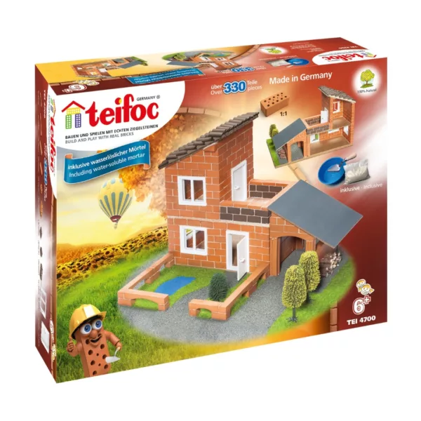 Конструктор с истински тухли Вила с гараж Teifoc 330 части Германия 6+
