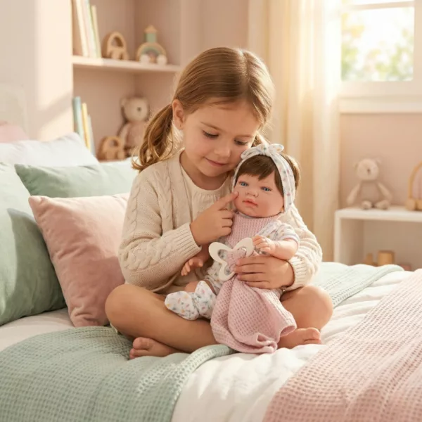 Кукла бебе Лия 42 см с меко тяло и розово одеяло за нежна детска игра Marina and Pau