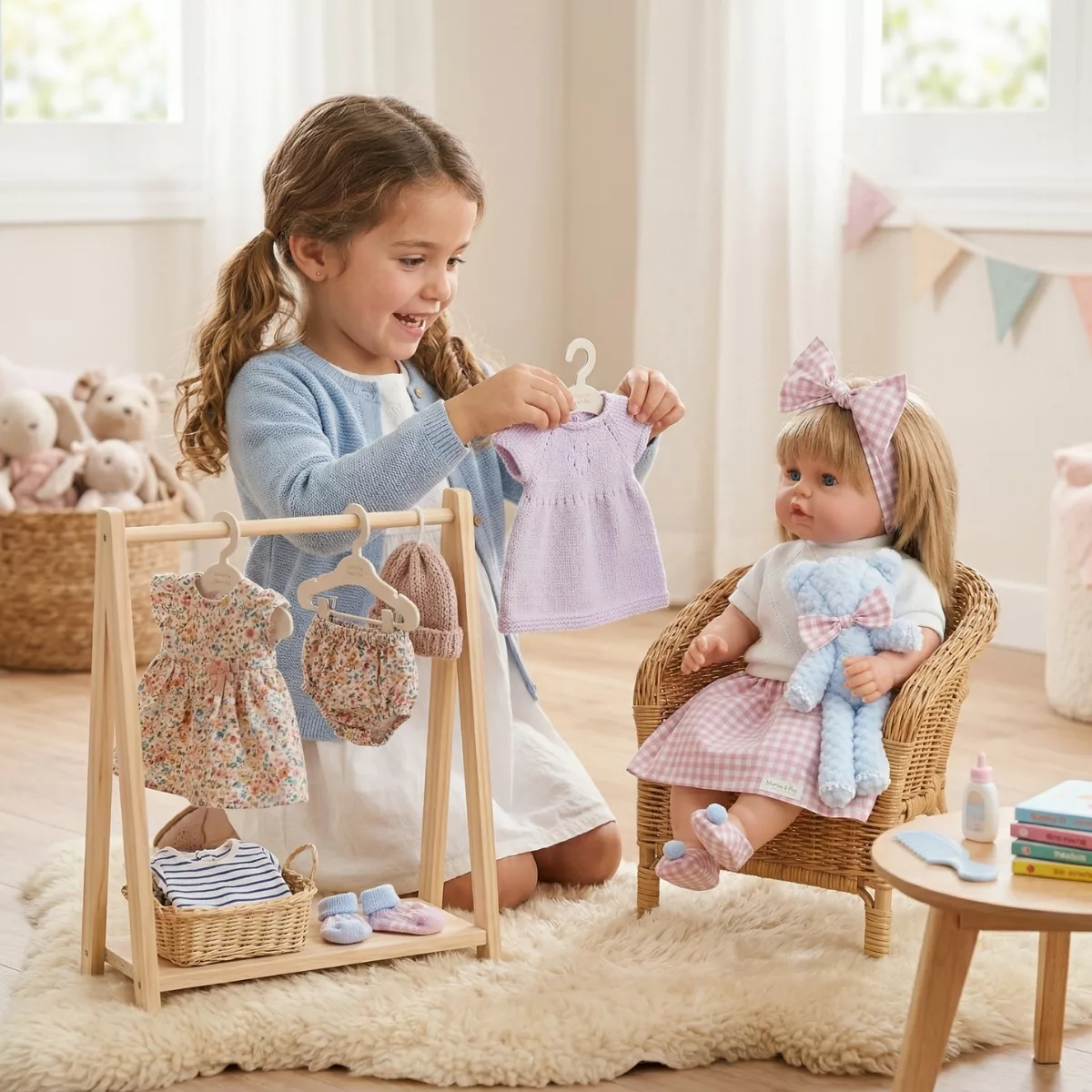 Интерактивна кукла Леонор Роуз с дрехи и аксесоари за игра 63 см розов стил