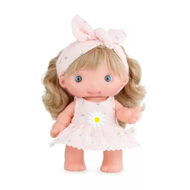Детска кукла Piu Ема с руса коса и рокля с цвете винил 26 см
