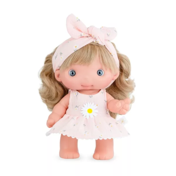 Детска кукла Piu Ема с руса коса и рокля с цвете винил 26 см